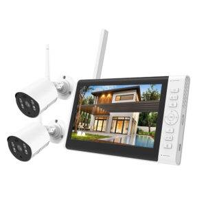 2CH WiFi Home Surveillance NVR Kits ,2MP Wireless Security Camera System with All in One 7 Inch Ultra-Thin Monitor & NVR, 2PCS 2MP Outdoor Indoor CCTV IP 1080P Cameras, Night Vision, Free APP P2P
